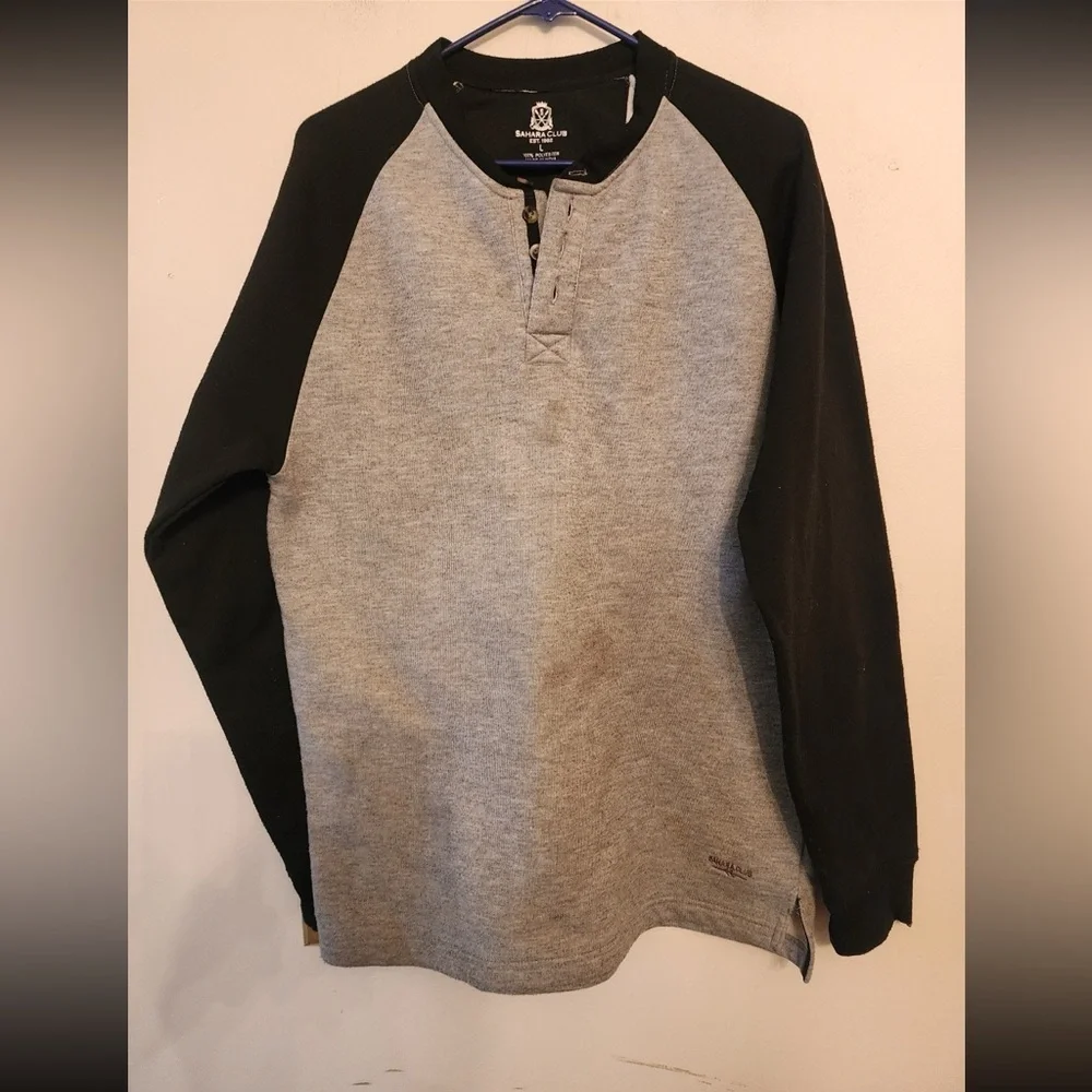 Sahara club grey and black heavy weight long sleeve shirt Size mens large